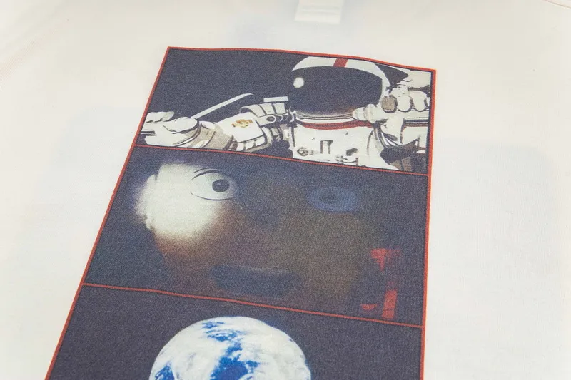 124💰S01# SAINT MICHAEL CHO fashionable astronaut print casual cotton loose short-sleeved T-shirt 15 apricot S, M, L, XL